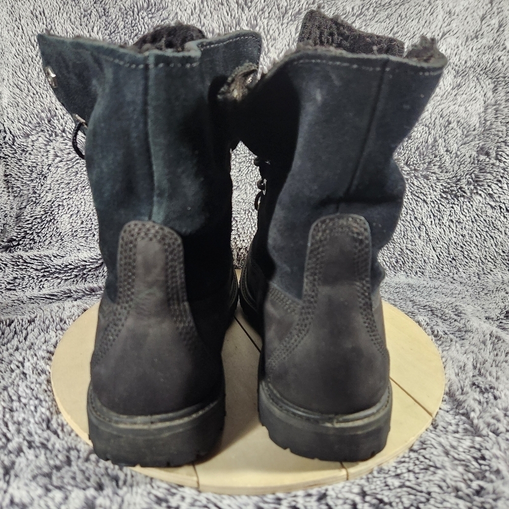 Timberland Authentics Teddy Fleece Fold Down Boots Black Nubuck WP Women's 8.5 - Picture 7 of 9